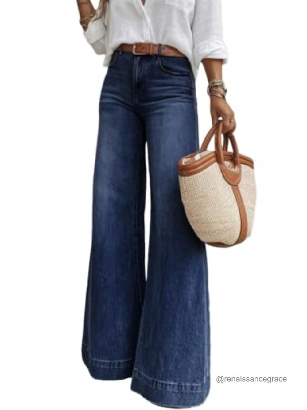 SHEWIN Flare Jeans Women Wide Leg High Waisted Stretchy Denim Pants